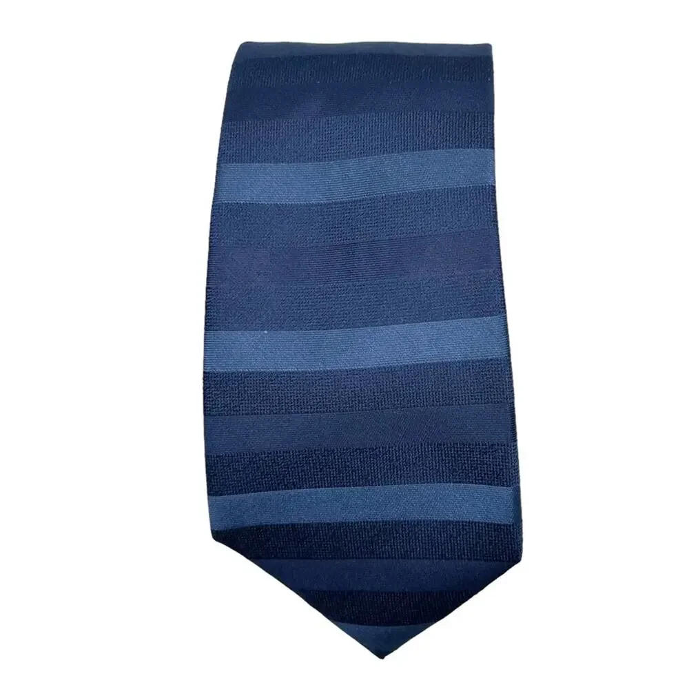DKNY Men's 100% Silk Neck Tie Blue Striped Career Professional Classic 3” Preppy